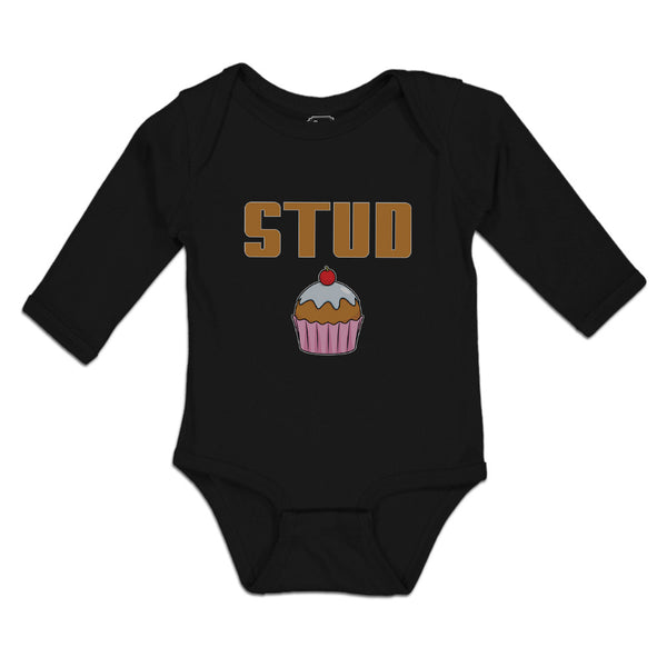 Long Sleeve Bodysuit Baby Stud with Cherry on Cupcake Boy & Girl Clothes Cotton