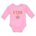 Long Sleeve Bodysuit Baby Stud with Cherry on Cupcake Boy & Girl Clothes Cotton