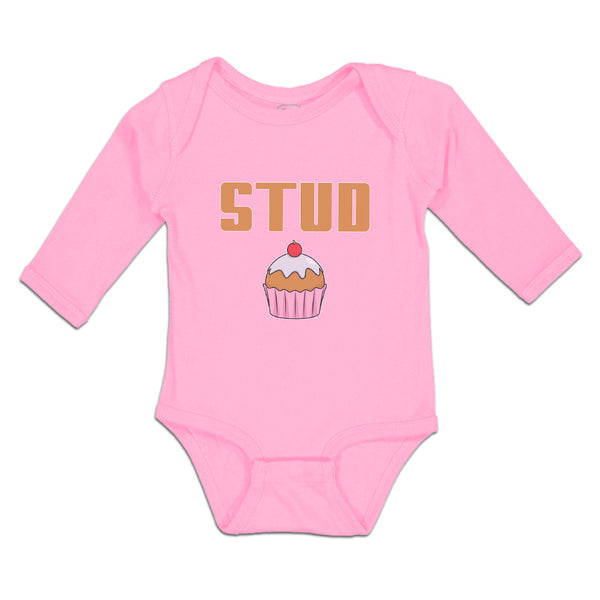 Long Sleeve Bodysuit Baby Stud with Cherry on Cupcake Boy & Girl Clothes Cotton