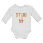 Long Sleeve Bodysuit Baby Stud with Cherry on Cupcake Boy & Girl Clothes Cotton