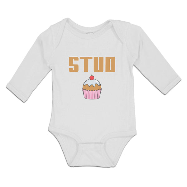 Long Sleeve Bodysuit Baby Stud with Cherry on Cupcake Boy & Girl Clothes Cotton