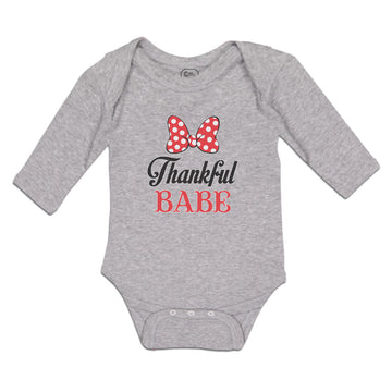 Long Sleeve Bodysuit Baby Thankull Babe with Polkat Dots Bowtie Cotton