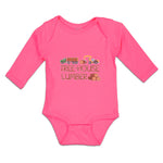 Long Sleeve Bodysuit Baby Tree-House Lumber An Vehicle with Wood Cotton