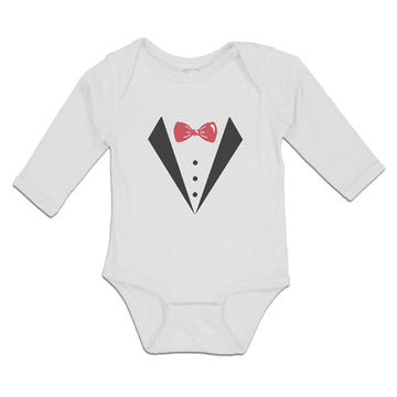 Long Sleeve Bodysuit Baby Coat Suit with Bow Tie Boy & Girl Clothes Cotton
