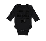 Long Sleeve Bodysuit Baby Shh I'M Watching Game Dad Gamer Father's Day Cotton