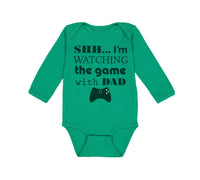 Long Sleeve Bodysuit Baby Shh I'M Watching Game Dad Gamer Father's Day Cotton