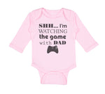 Long Sleeve Bodysuit Baby Shh I'M Watching Game Dad Gamer Father's Day Cotton