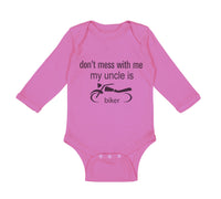 Long Sleeve Bodysuit Baby Don'T Mess with Me My Uncle Is A Biker Cotton - Cute Rascals