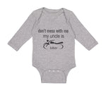 Long Sleeve Bodysuit Baby Don'T Mess with Me My Uncle Is A Biker Cotton - Cute Rascals