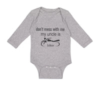 Long Sleeve Bodysuit Baby Don'T Mess with Me My Uncle Is A Biker Cotton - Cute Rascals