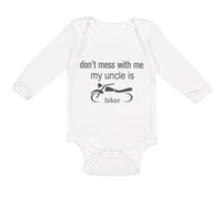Long Sleeve Bodysuit Baby Don'T Mess with Me My Uncle Is A Biker Cotton - Cute Rascals