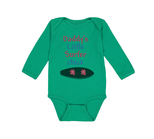 Long Sleeve Bodysuit Baby Daddy's Little Surfer Surfing Dad Father's Day Cotton - Cute Rascals