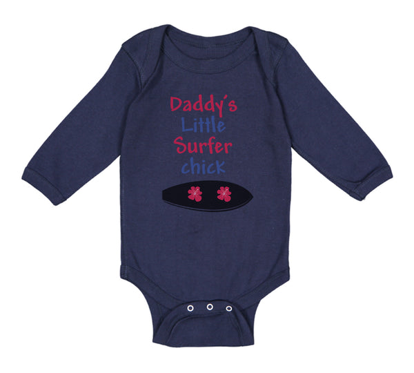 Long Sleeve Bodysuit Baby Daddy's Little Surfer Surfing Dad Father's Day Cotton - Cute Rascals