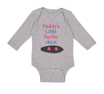 Long Sleeve Bodysuit Baby Daddy's Little Surfer Surfing Dad Father's Day Cotton