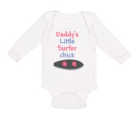Long Sleeve Bodysuit Baby Daddy's Little Surfer Surfing Dad Father's Day Cotton - Cute Rascals
