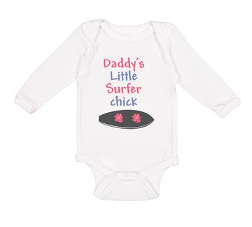 Long Sleeve Bodysuit Baby Daddy's Little Surfer Surfing Dad Father's Day Cotton
