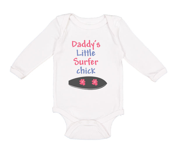 Long Sleeve Bodysuit Baby Daddy's Little Surfer Surfing Dad Father's Day Cotton - Cute Rascals
