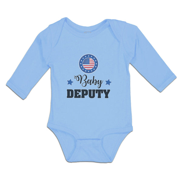 Long Sleeve Bodysuit Baby An American National Flag with Word Baby Deputy Cotton - Cute Rascals