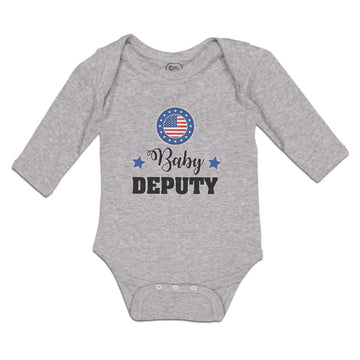 Long Sleeve Bodysuit Baby An American National Flag with Word Baby Deputy Cotton