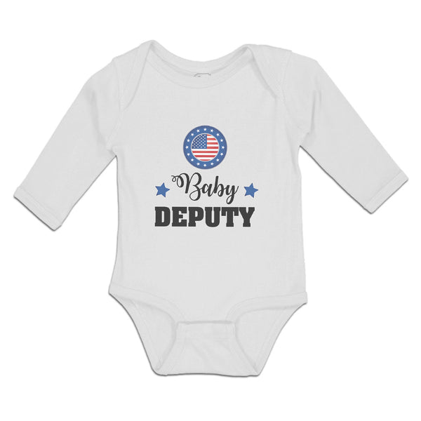 Long Sleeve Bodysuit Baby An American National Flag with Word Baby Deputy Cotton - Cute Rascals