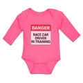 Long Sleeve Bodysuit Baby Danger Race Driver in Tarining Boy & Girl Clothes
