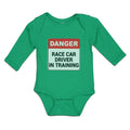 Long Sleeve Bodysuit Baby Danger Race Driver in Tarining Boy & Girl Clothes
