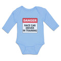 Long Sleeve Bodysuit Baby Danger Race Driver in Tarining Boy & Girl Clothes