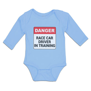 Long Sleeve Bodysuit Baby Danger Race Driver in Tarining Boy & Girl Clothes