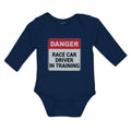 Long Sleeve Bodysuit Baby Danger Race Driver in Tarining Boy & Girl Clothes