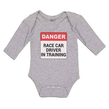 Long Sleeve Bodysuit Baby Danger Race Driver in Tarining Boy & Girl Clothes