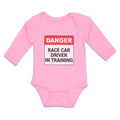 Long Sleeve Bodysuit Baby Danger Race Driver in Tarining Boy & Girl Clothes