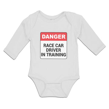 Long Sleeve Bodysuit Baby Danger Race Driver in Tarining Boy & Girl Clothes