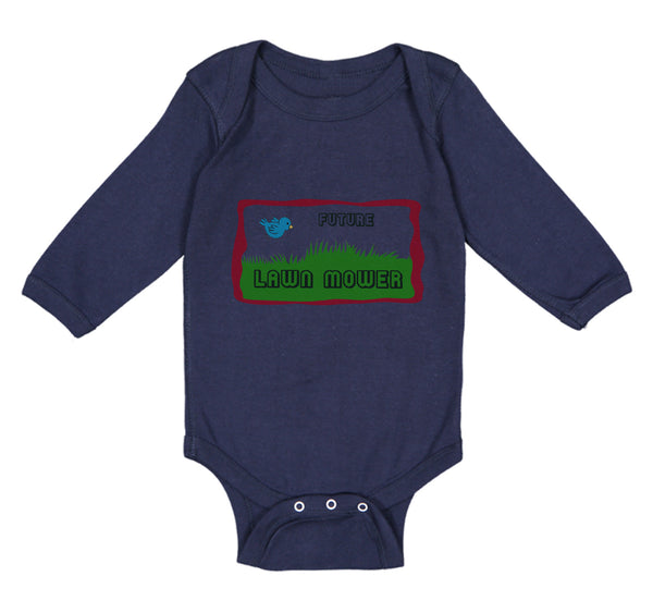 Long Sleeve Bodysuit Baby Future Lawn Mower Picture of A Blue Bird Cotton - Cute Rascals