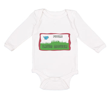 Long Sleeve Bodysuit Baby Future Lawn Mower Picture of A Blue Bird Cotton