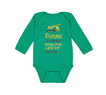 Long Sleeve Bodysuit Baby Future Crane Operator like My Daddy! Style B Cotton - Cute Rascals