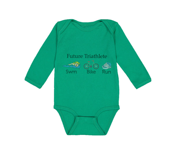 Long Sleeve Bodysuit Baby Future Triathlete Swim Bike Run Boy & Girl Clothes - Cute Rascals