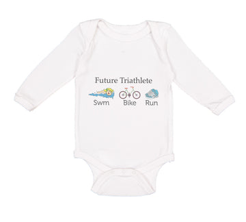 Long Sleeve Bodysuit Baby Future Triathlete Swim Bike Run Boy & Girl Clothes