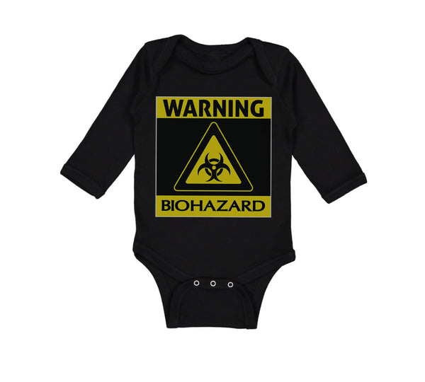 Long Sleeve Bodysuit Baby Warning Biohazard Funny Nerd Geek Boy & Girl Clothes
