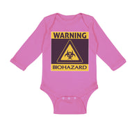 Long Sleeve Bodysuit Baby Warning Biohazard Funny Nerd Geek Boy & Girl Clothes