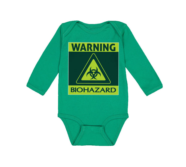 Long Sleeve Bodysuit Baby Warning Biohazard Funny Nerd Geek Boy & Girl Clothes