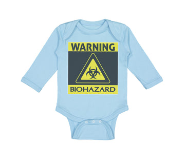 Long Sleeve Bodysuit Baby Warning Biohazard Funny Nerd Geek Boy & Girl Clothes