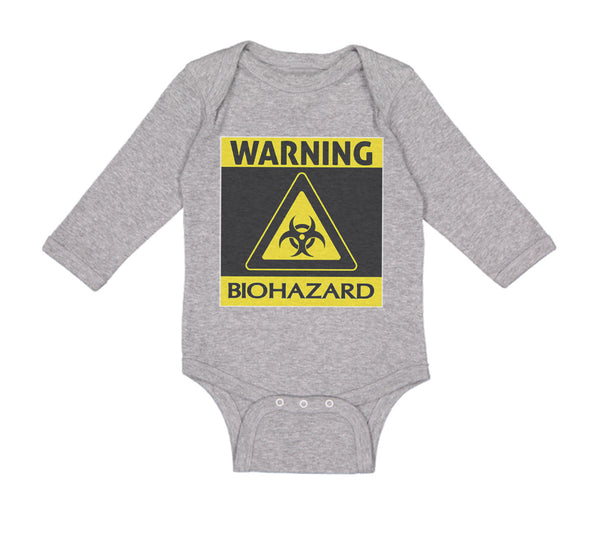 Long Sleeve Bodysuit Baby Warning Biohazard Funny Nerd Geek Boy & Girl Clothes