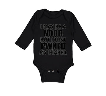 Long Sleeve Bodysuit Baby I Noob Just Pwned My Diaper Funny Nerd Geek Cotton