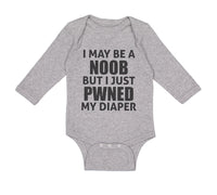 Long Sleeve Bodysuit Baby I Noob Just Pwned My Diaper Funny Nerd Geek Cotton