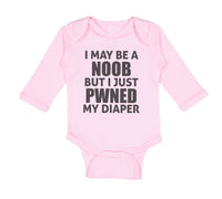 Long Sleeve Bodysuit Baby I Noob Just Pwned My Diaper Funny Nerd Geek Cotton