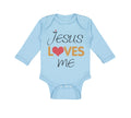 Long Sleeve Bodysuit Baby Jesus Loves Me Christian Jesus God Boy & Girl Clothes