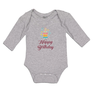 Long Sleeve Bodysuit Baby Happy Birthday Boy & Girl Clothes Cotton