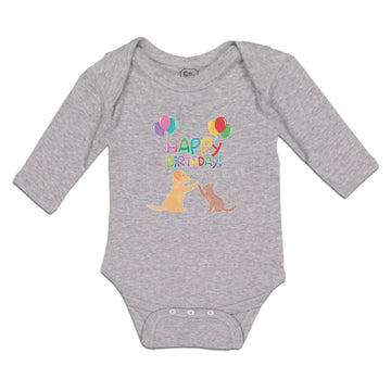 Long Sleeve Bodysuit Baby Happy Birthday! Boy & Girl Clothes Cotton