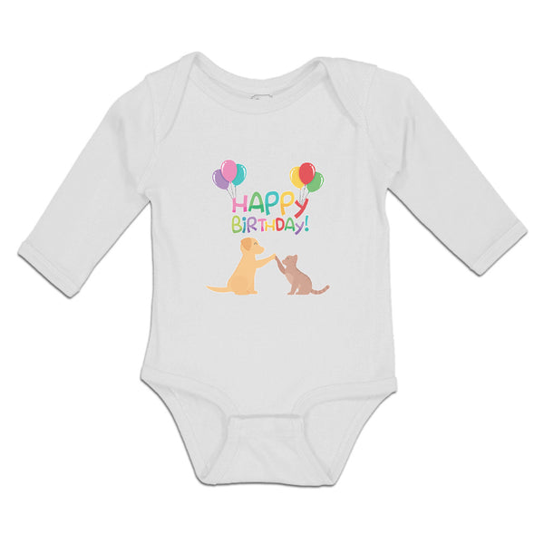 Long Sleeve Bodysuit Baby Happy Birthday! Boy & Girl Clothes Cotton - Cute Rascals