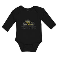 Long Sleeve Bodysuit Baby I'M 1! with Toy Race Car Boy & Girl Clothes Cotton